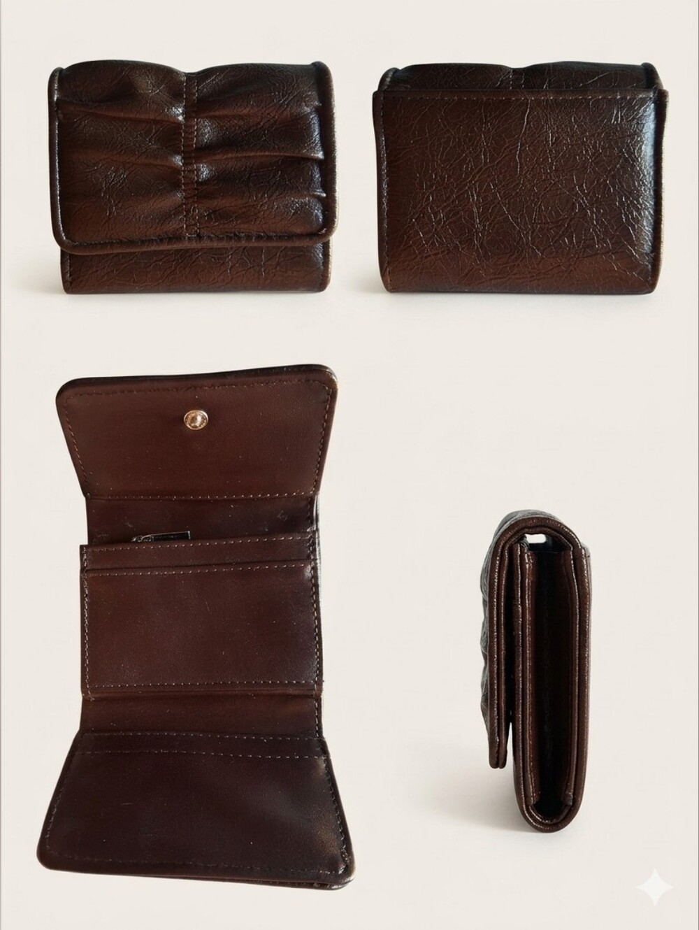 Woman's Bi-fold Wallet - Chocolate Brown Faux Leather NWOT